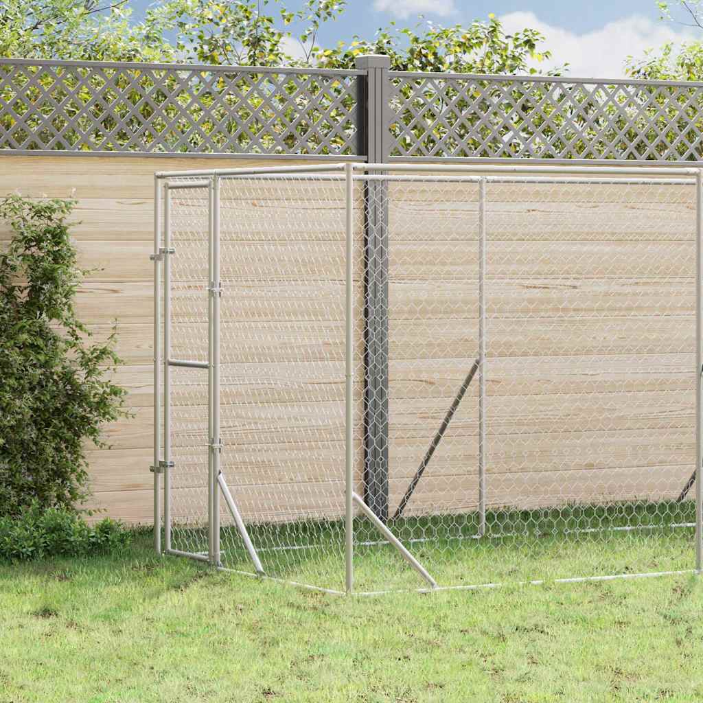 Hundgård för utomhusbruk silver 2x14x2 m galvaniserat stål