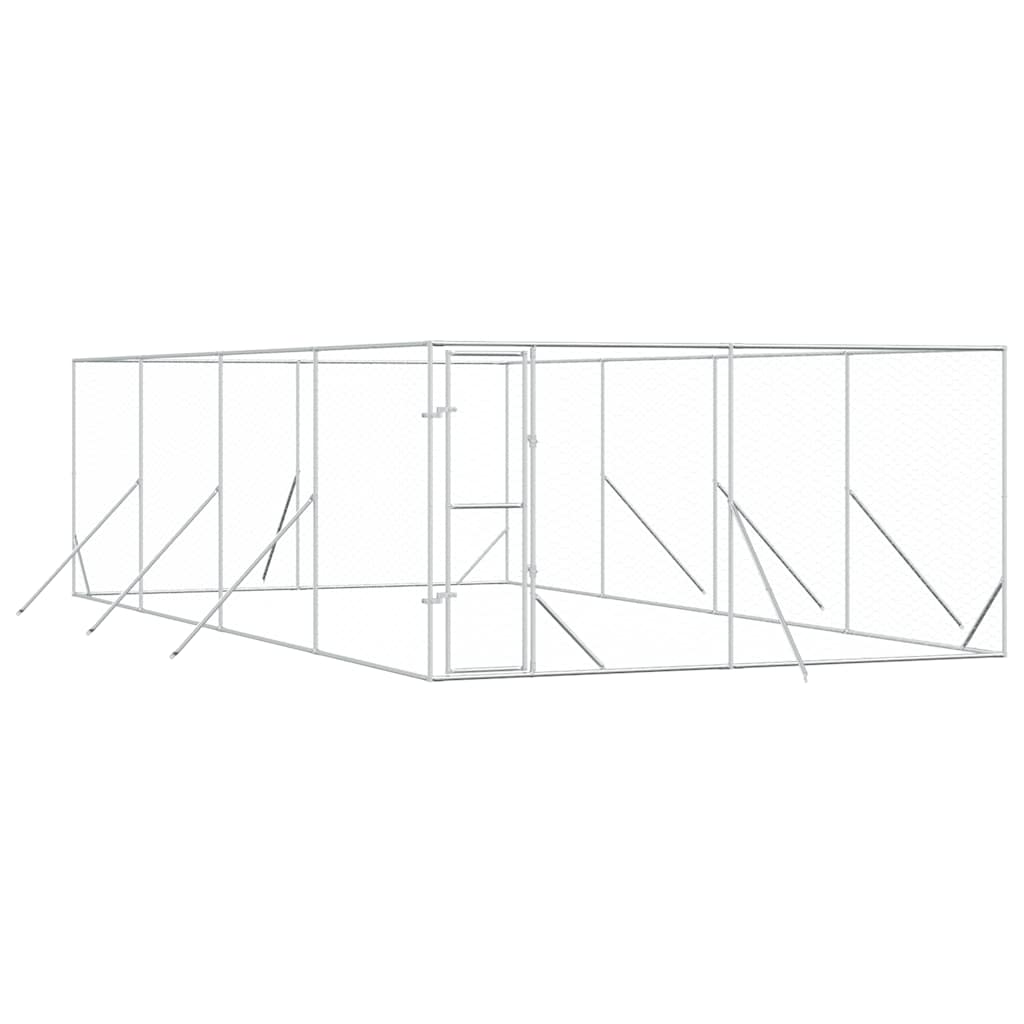 Hundgård för utomhusbruk silver 4x8x2 m galvaniserat stål