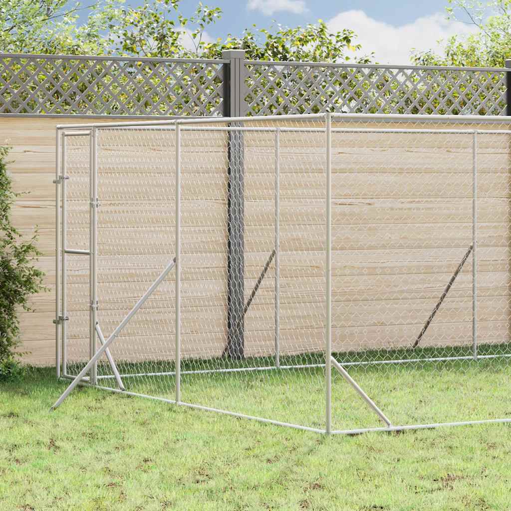 Hundgård för utomhusbruk silver 4x8x2 m galvaniserat stål