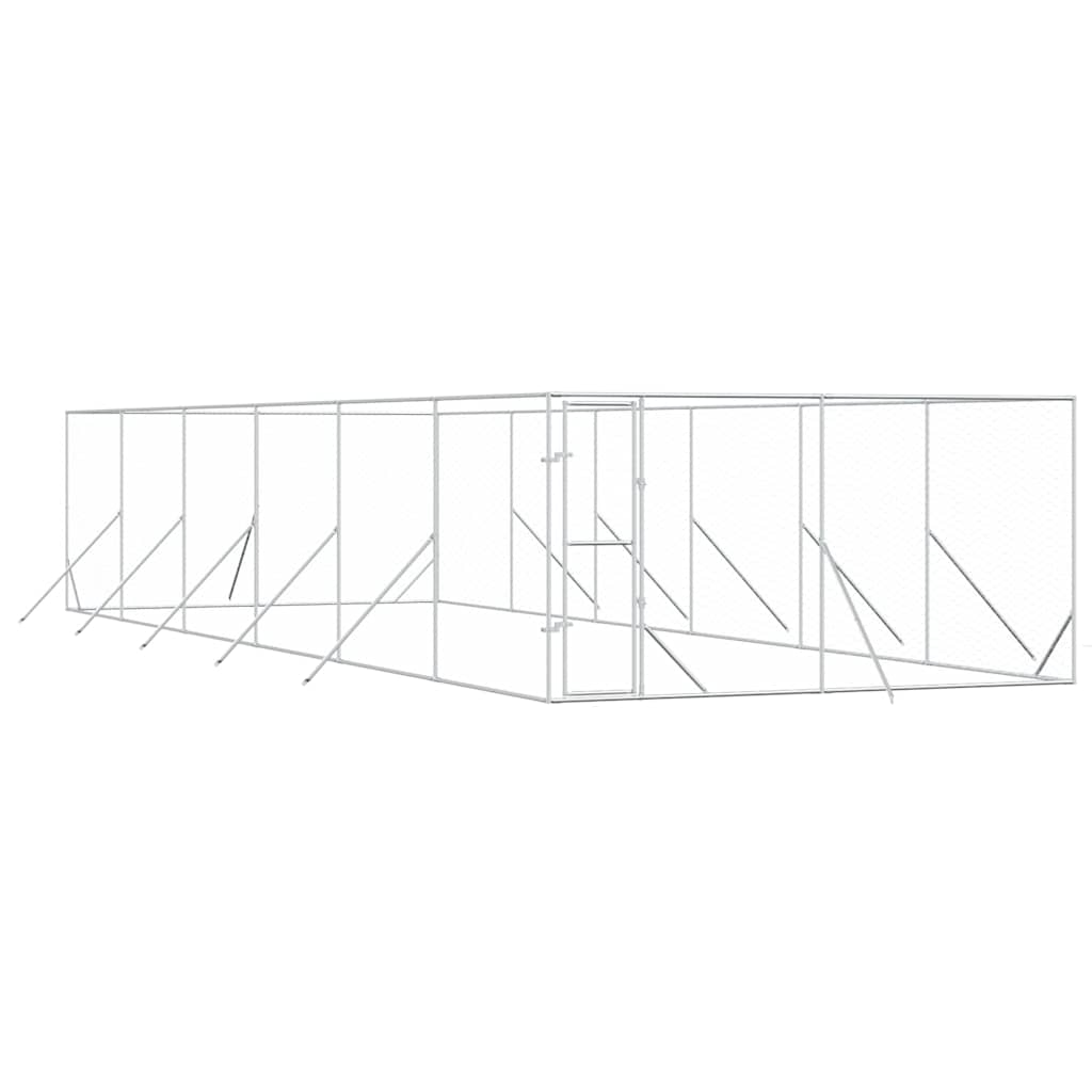 Hundgård för utomhusbruk silver 4x12x2 m galvaniserat stål