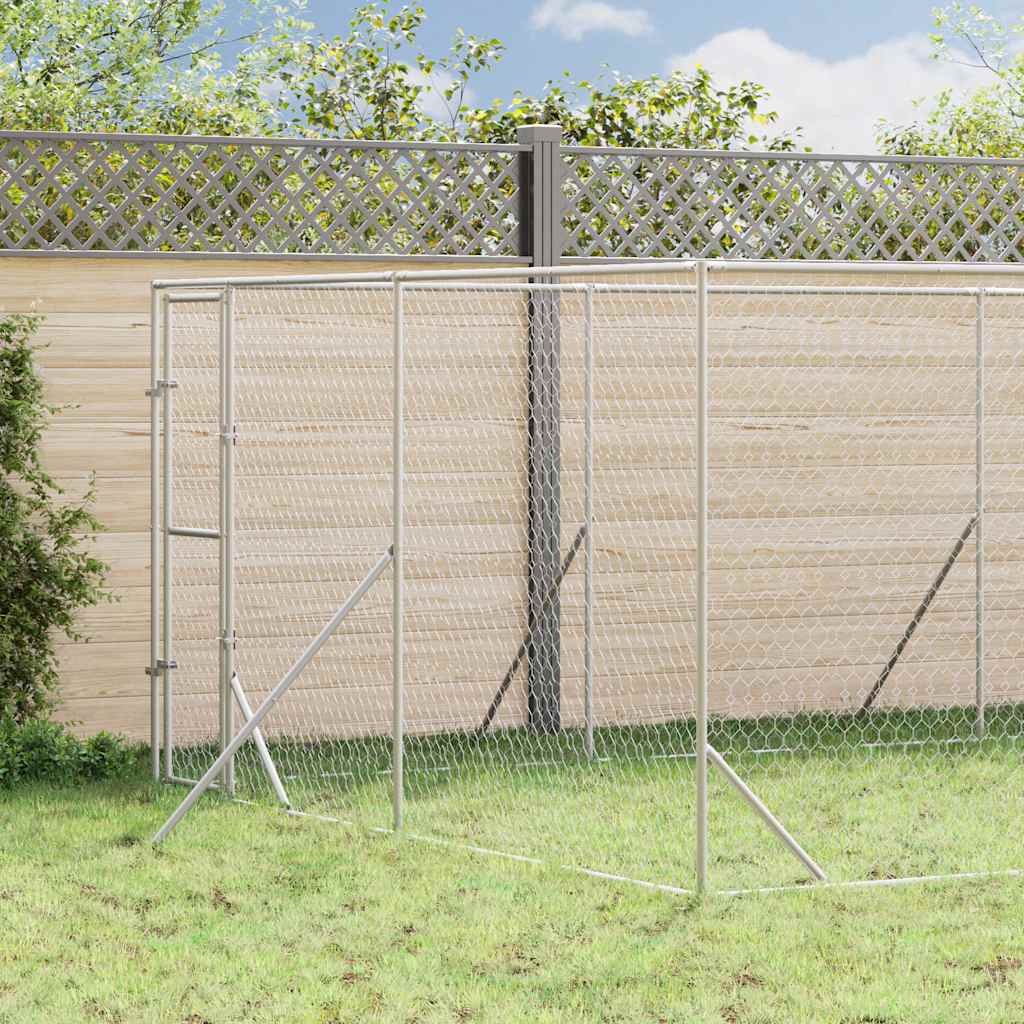 Hundgård för utomhusbruk silver 4x12x2 m galvaniserat stål