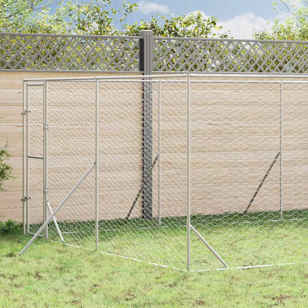 Hundgård för utomhusbruk silver 4x16x2 m galvaniserat stål