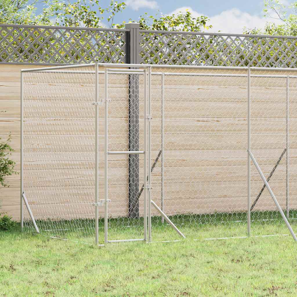 Hundgård för utomhusbruk silver 6x2x2 m galvaniserat stål