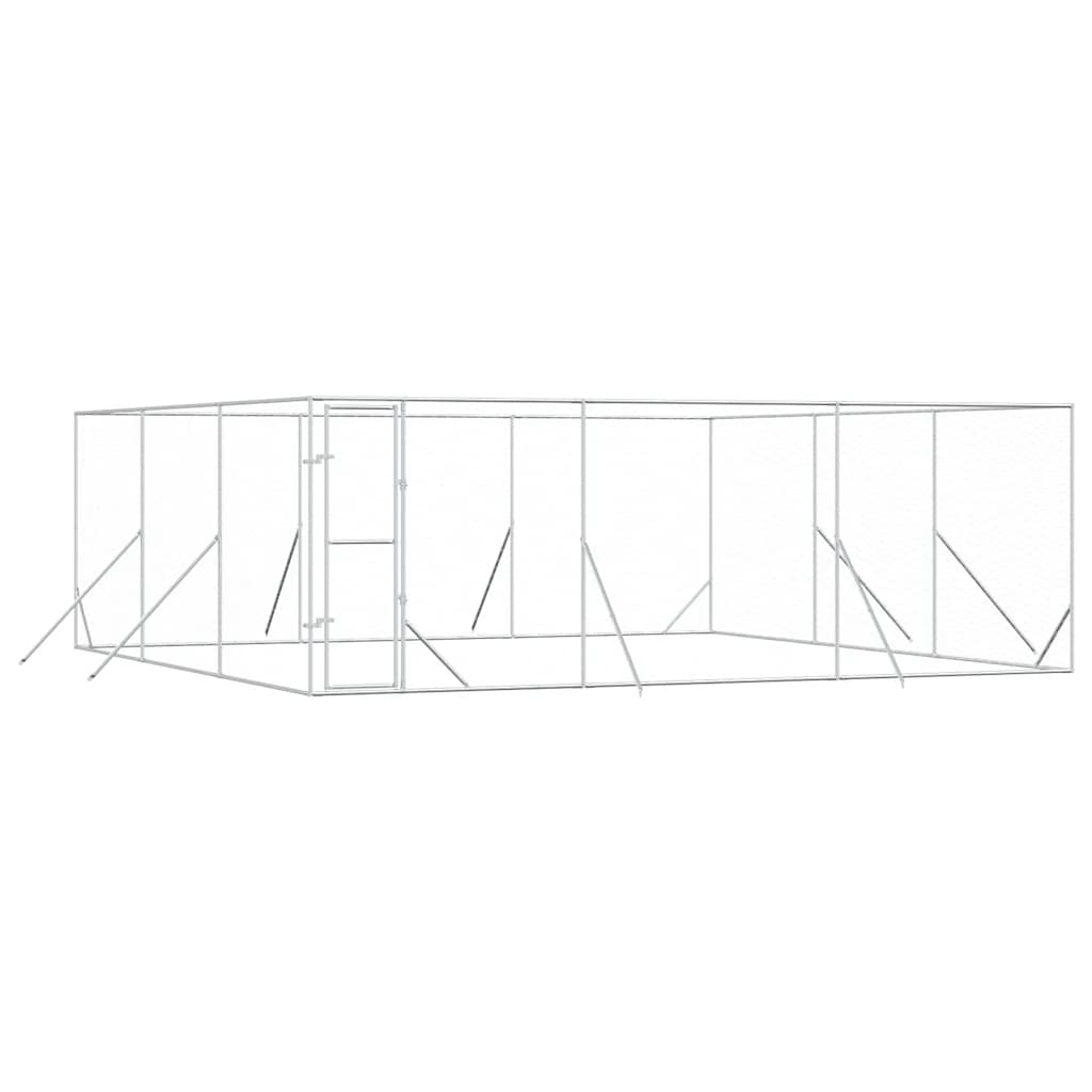 Hundgård för utomhusbruk silver 6x6x2 m galvaniserat stål