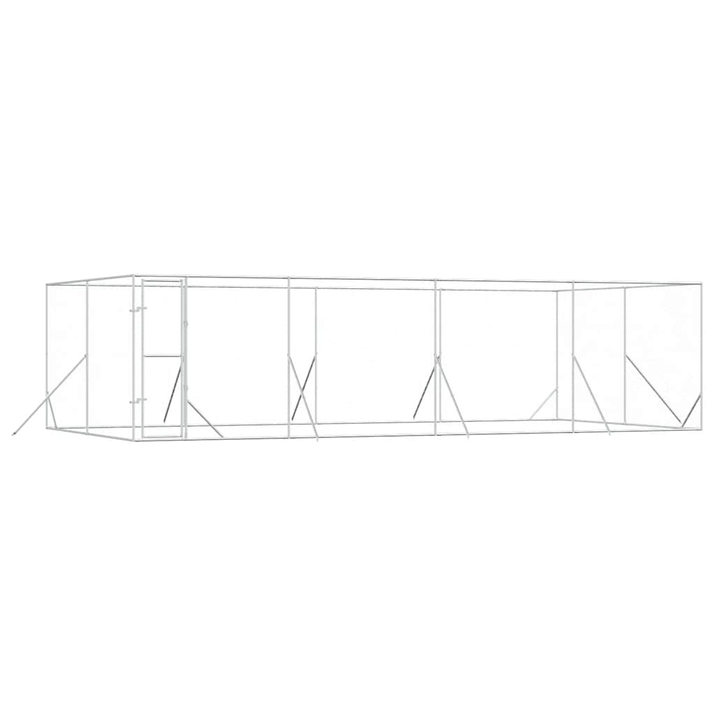 Hundgård för utomhusbruk silver 8x4x2 m galvaniserat stål