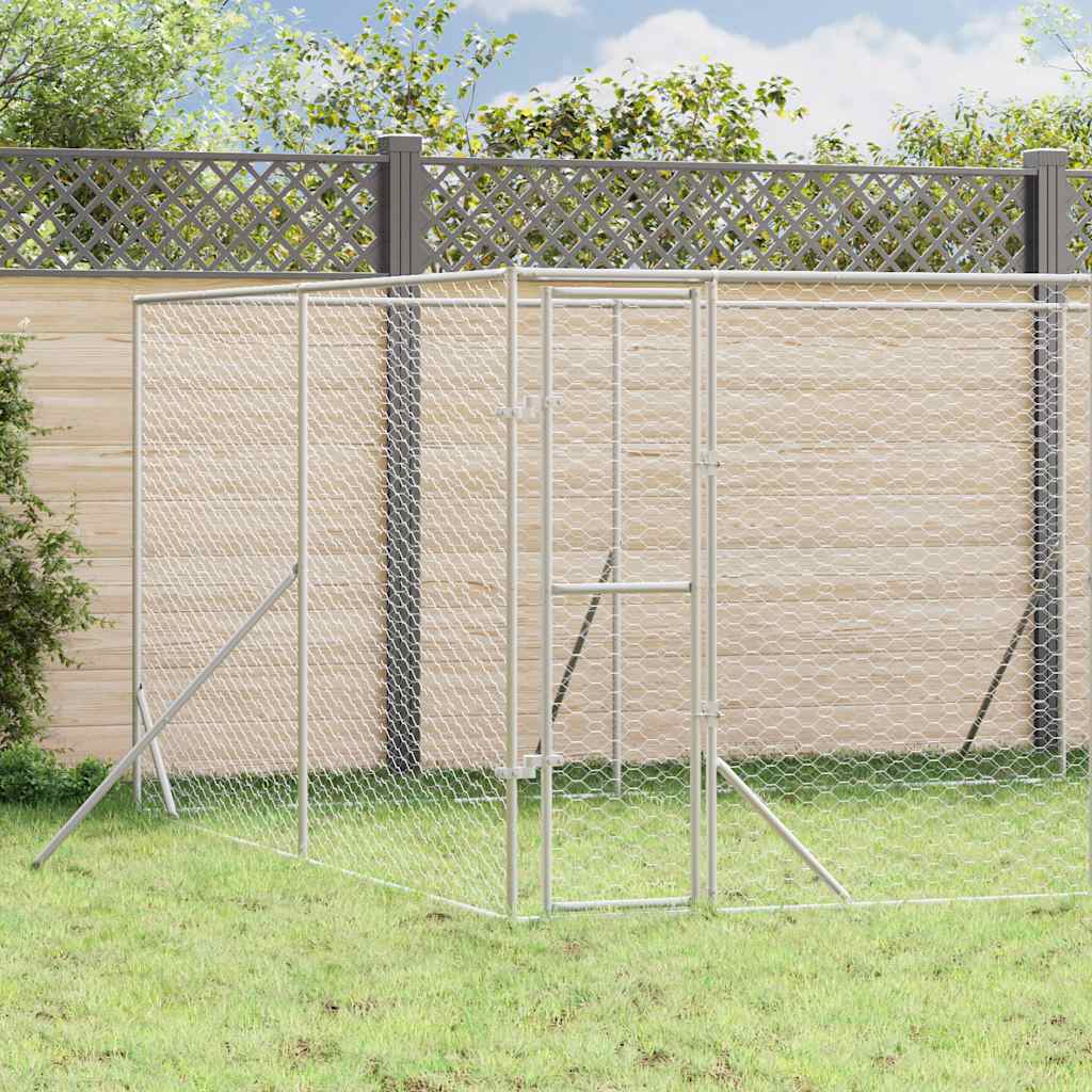 Hundgård för utomhusbruk silver 8x4x2 m galvaniserat stål