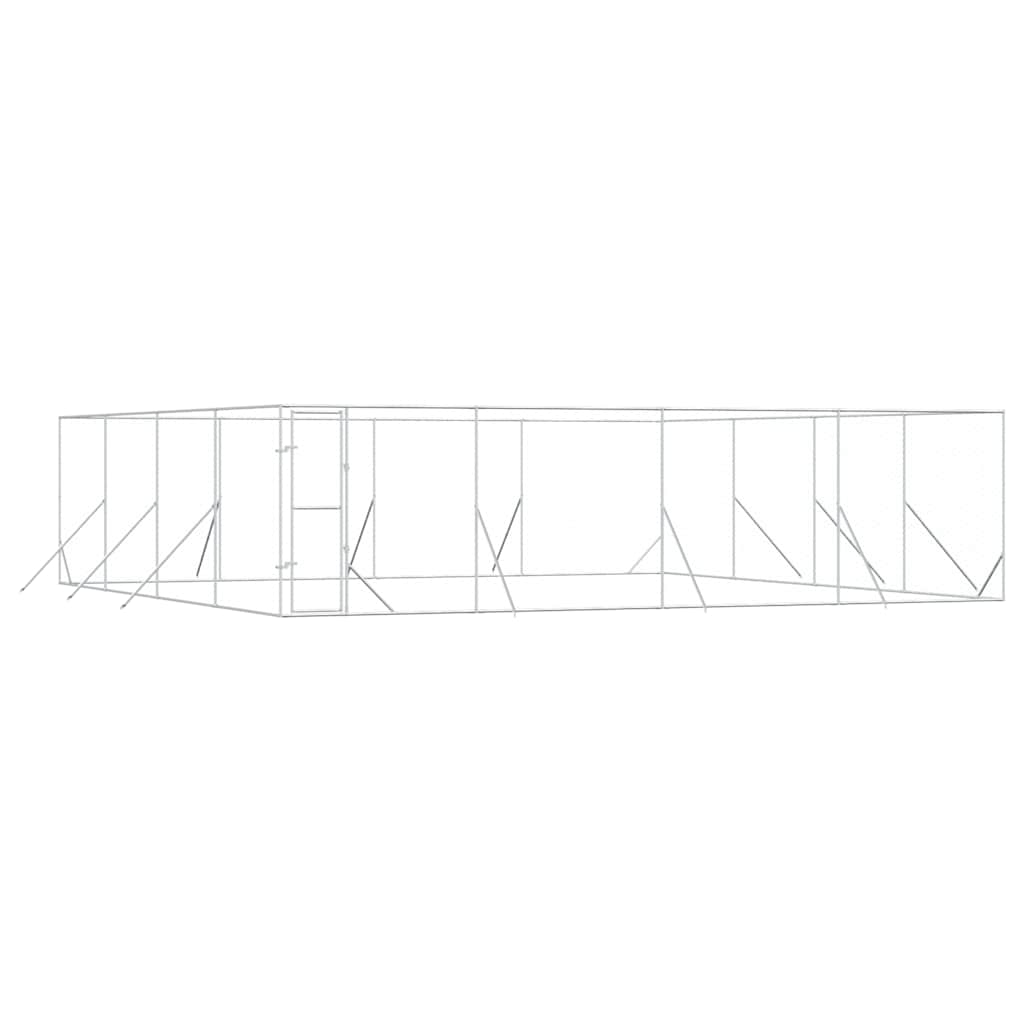 Hundgård för utomhusbruk silver 8x8x2 m galvaniserat stål