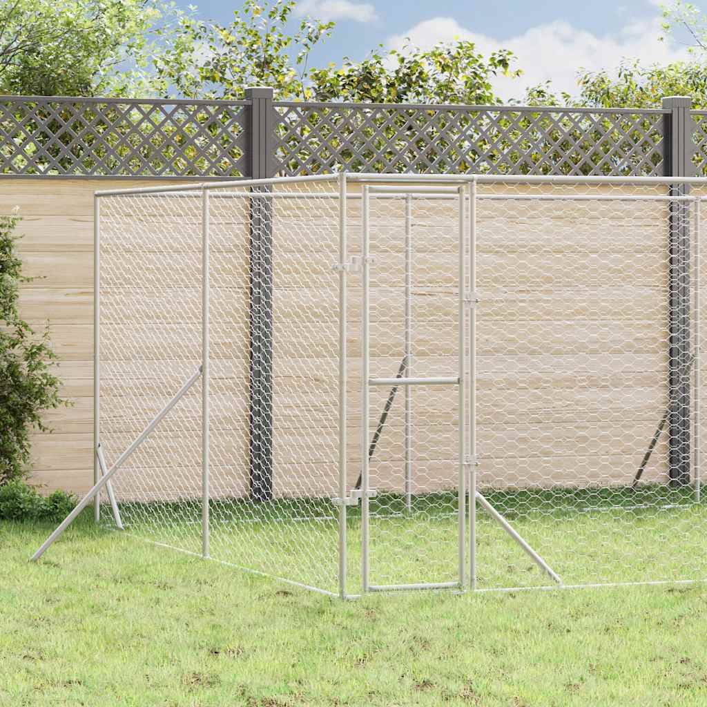 Hundgård för utomhusbruk silver 8x12x2 m galvaniserat stål