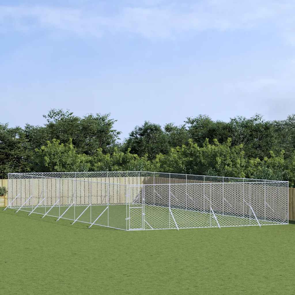 Hundgård för utomhusbruk silver 8x16x2 m galvaniserat stål