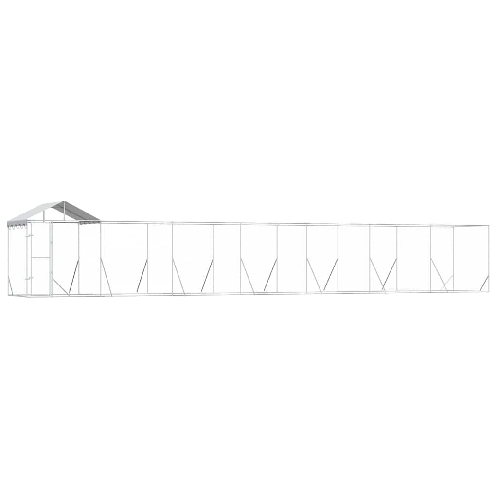 Hundgård med tak silver 14x2x2,5 m galvaniserat stål