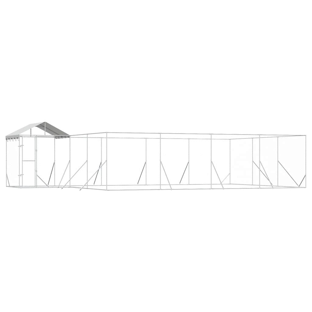 Hundgård med tak silver 10x6x2,5 m galvaniserat stål