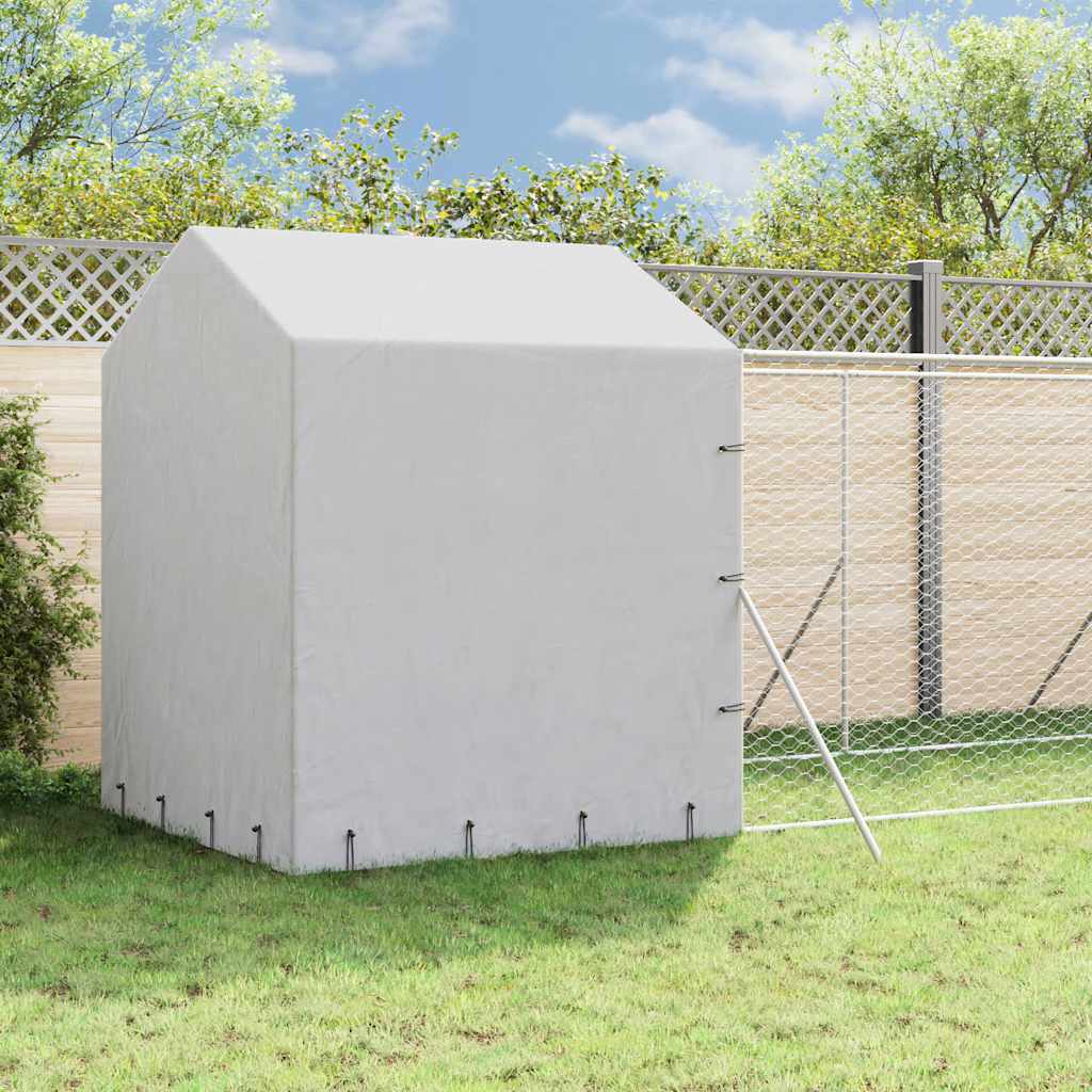 Hundgård med tak silver 2x10x2,5 m galvaniserat stål