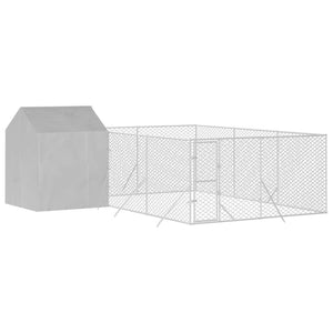 Hundgård med tak silver 6x6x2,5 m galvaniserat stål