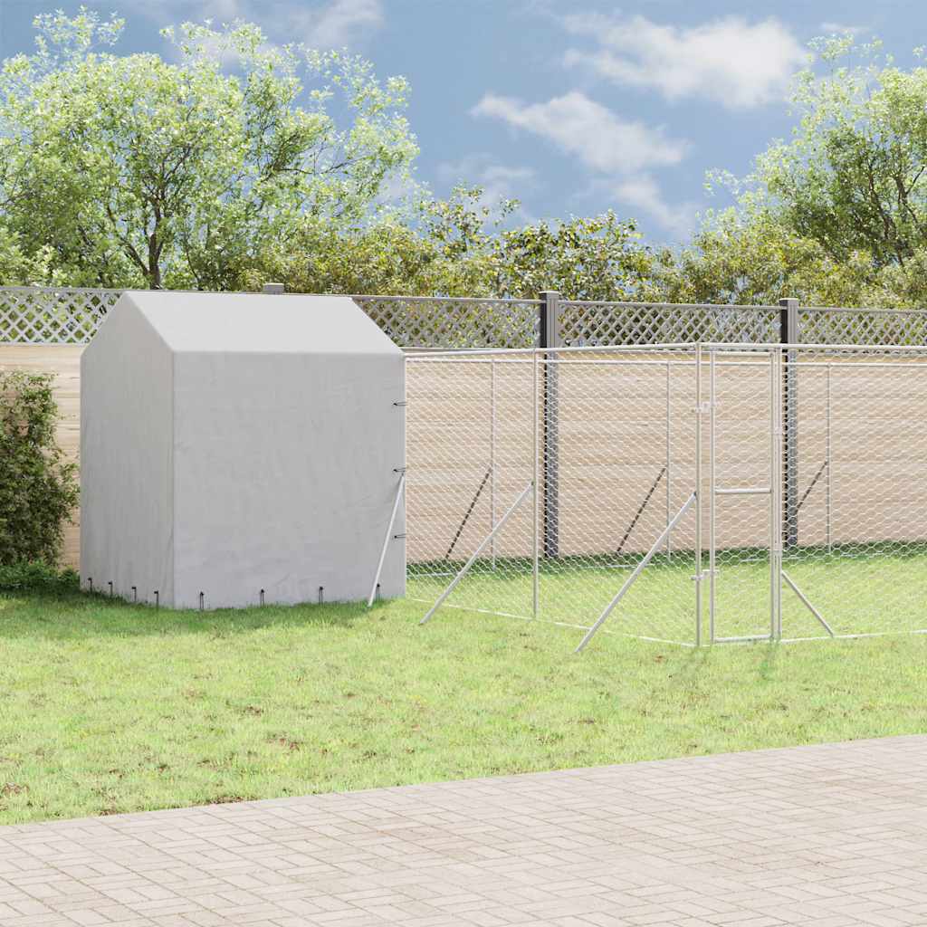 Hundgård med tak silver 10x6x2,5 m galvaniserat stål