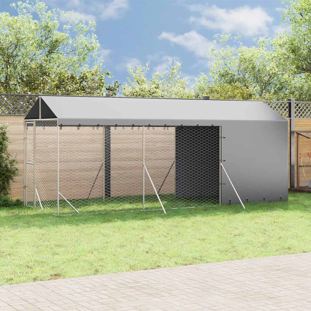 Hundgård med tak silver 2x6x2,5 m galvaniserat stål