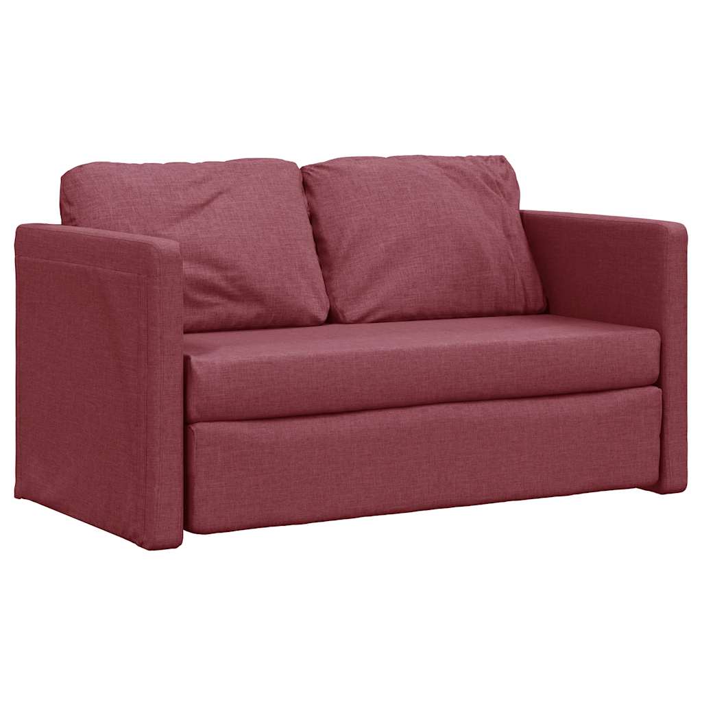 Golvbäddsoffa 2-i-1 vinröd 112x174x55 cm tyg