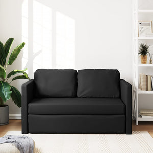 Golvbäddsoffa 2-i-1 svart 112x174x55 cm konstläder