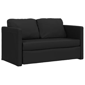 Golvbäddsoffa 2-i-1 svart 112x174x55 cm konstläder