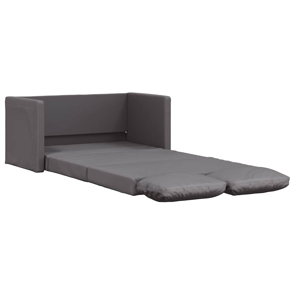 Golvbäddsoffa 2-i-1 grå 112x174x55 cm konstläder