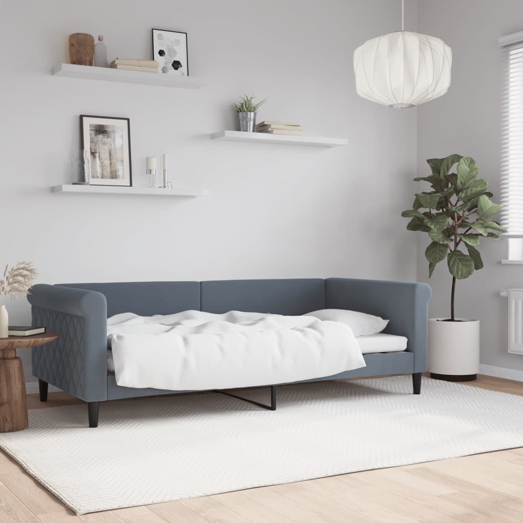 Dagbädd mörkgrå 90x190 cm sammet