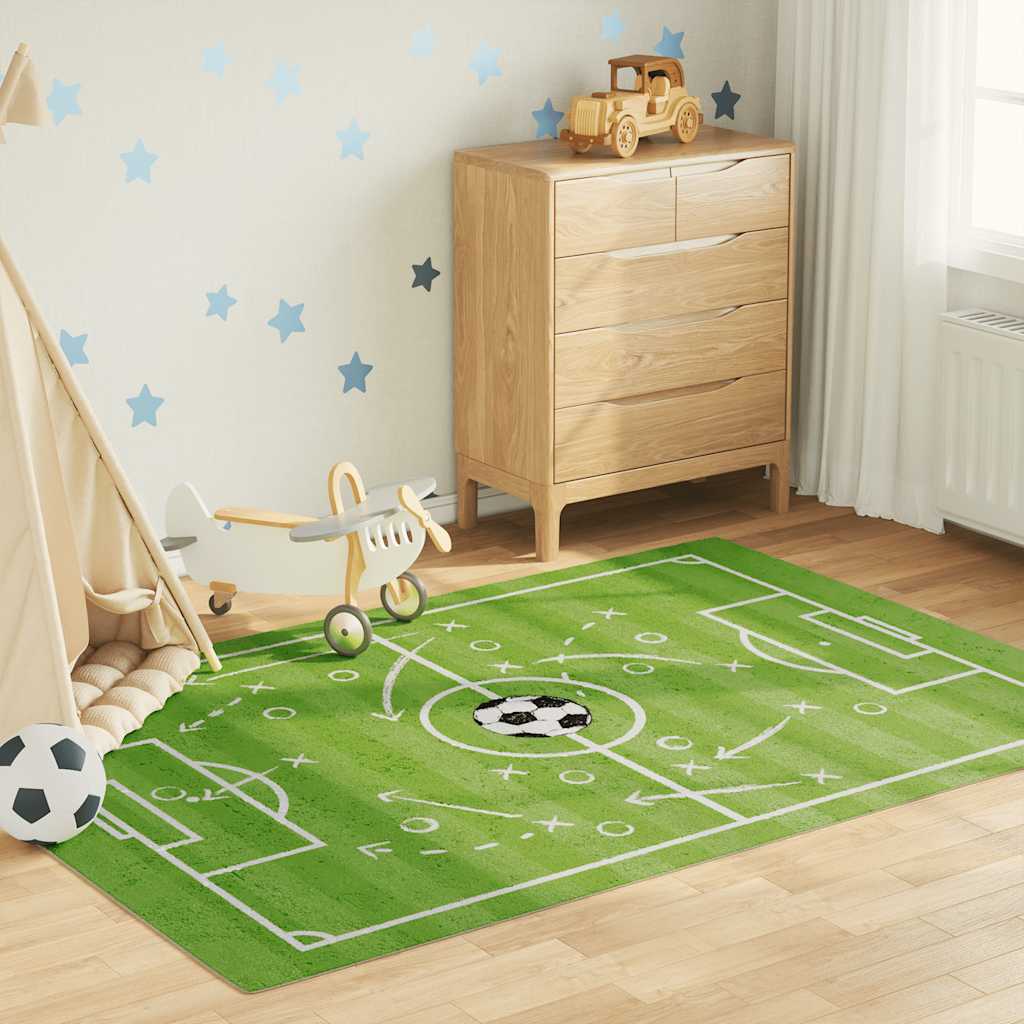 Barnmatta grön 160x230 cm fotbollsplan tvättbar