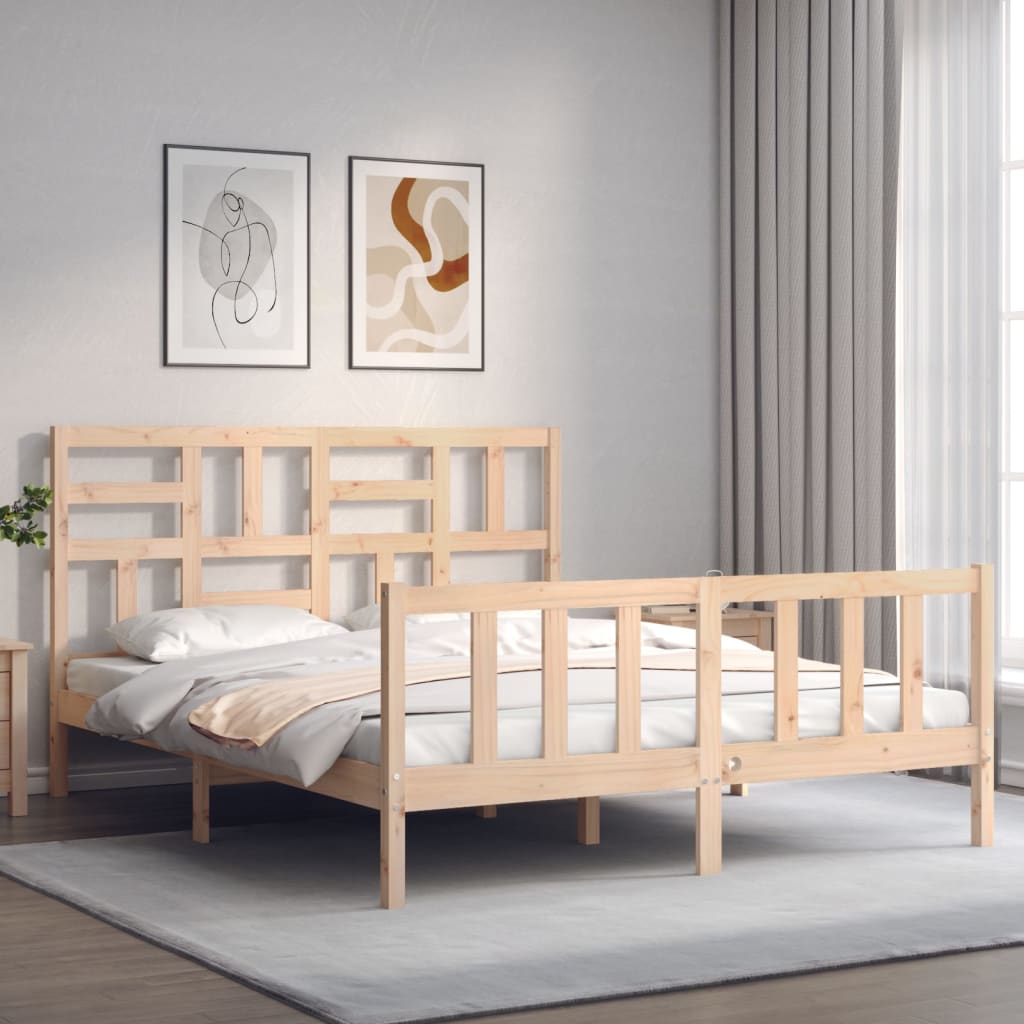 Sängram utan madrass 160x200 cm massiv furu