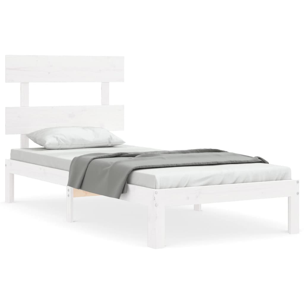 Sängram utan madrass vit 90x200 cm massiv furu