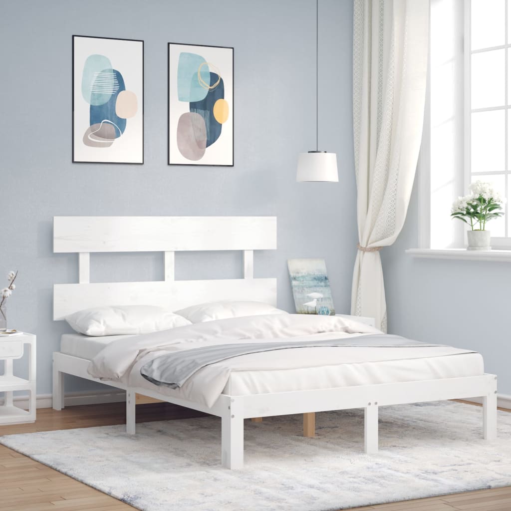 Sängram utan madrass vit 120x200 cm massiv furu