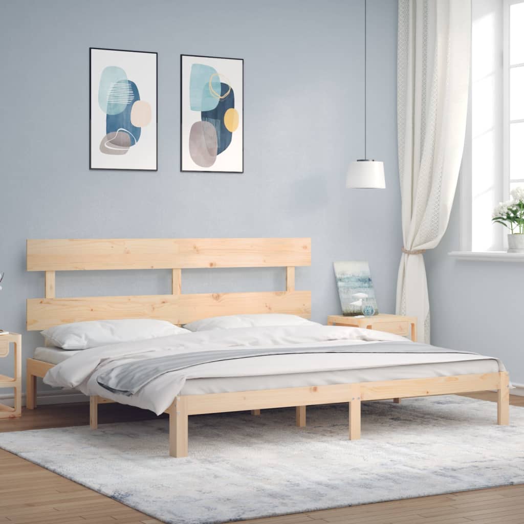 Sängram utan madrass 200x200 cm massiv furu