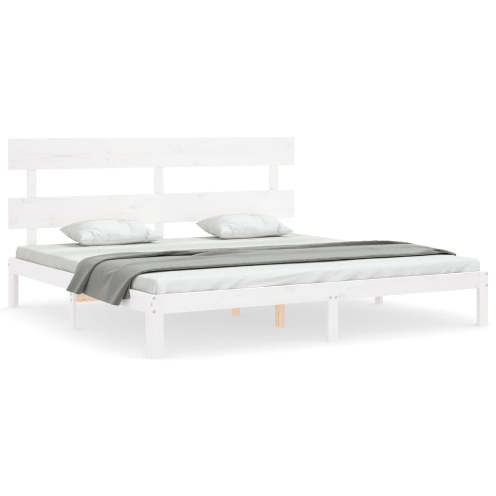 Sängram utan madrass vit 200x200 cm massiv furu