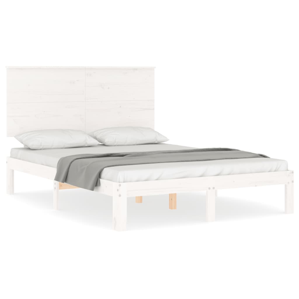 Sängram utan madrass vit 140x190 cm massiv furu