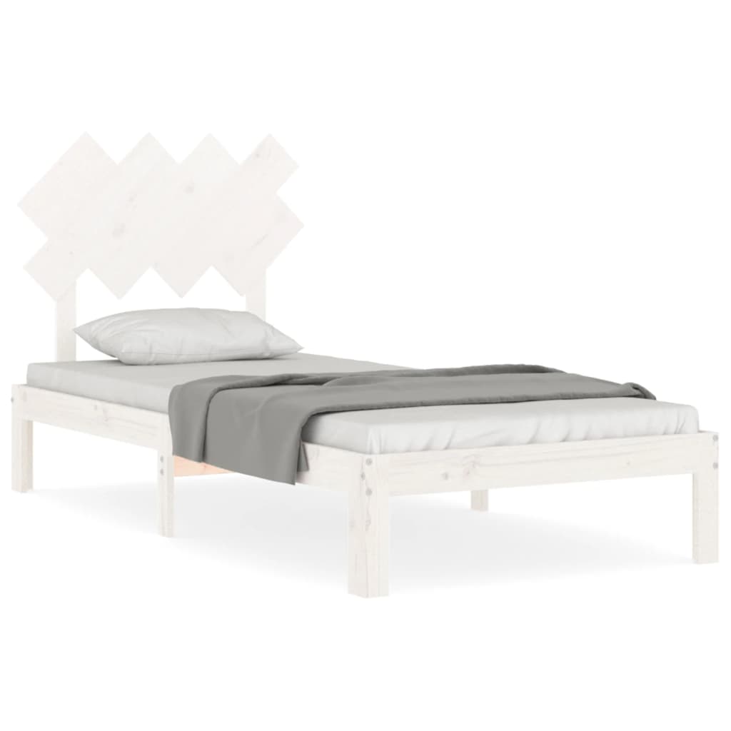 Sängram utan madrass vit 90x200 cm massiv furu