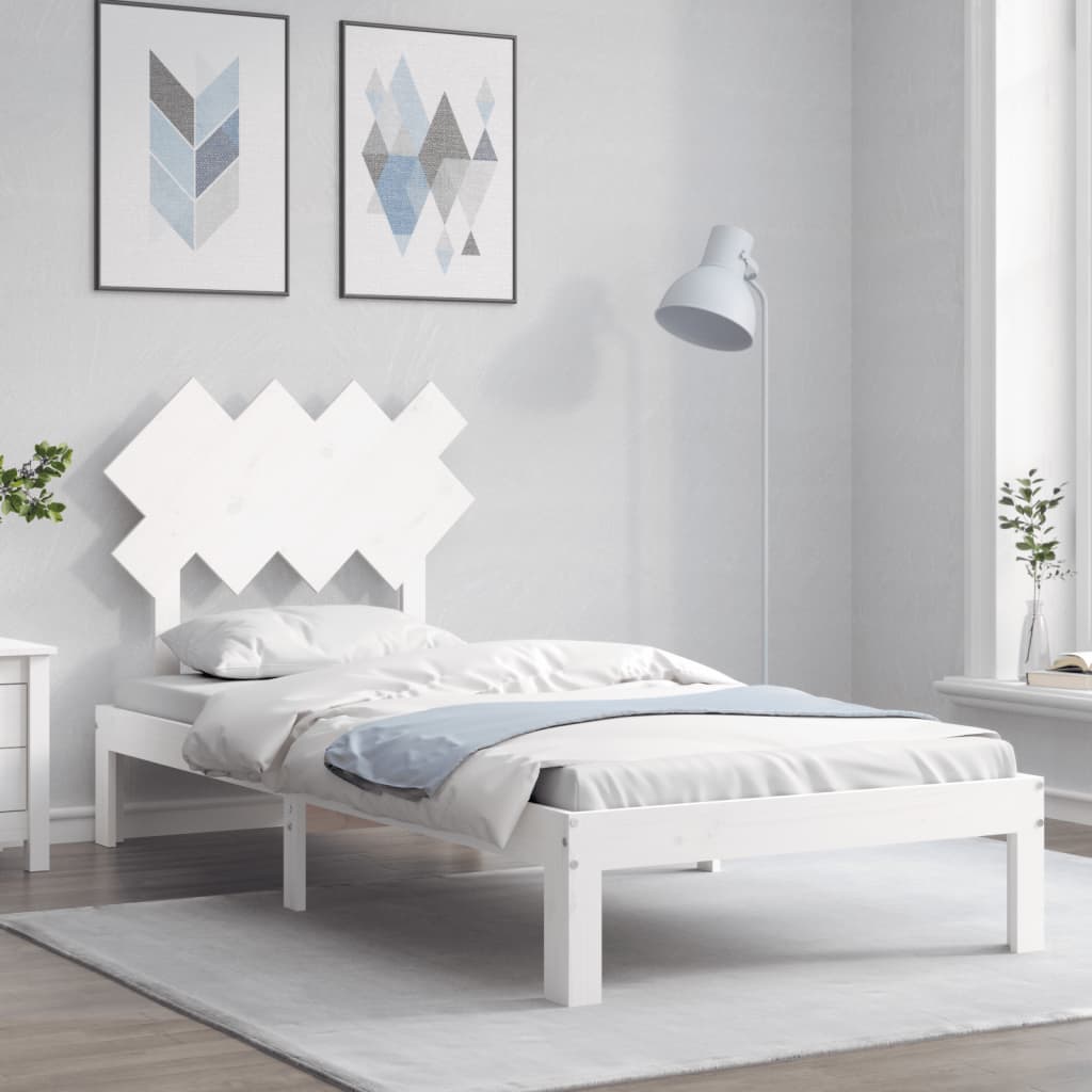 Sängram utan madrass vit 90x200 cm massiv furu