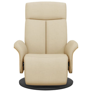 Reclinerfåtölj med fotpall gräddvit tyg