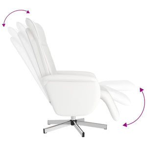Reclinerfåtölj med fotstöd vit konstläder