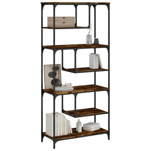 Bokhylla rökfärgad ek 81x36x176 cm konstruerat trä