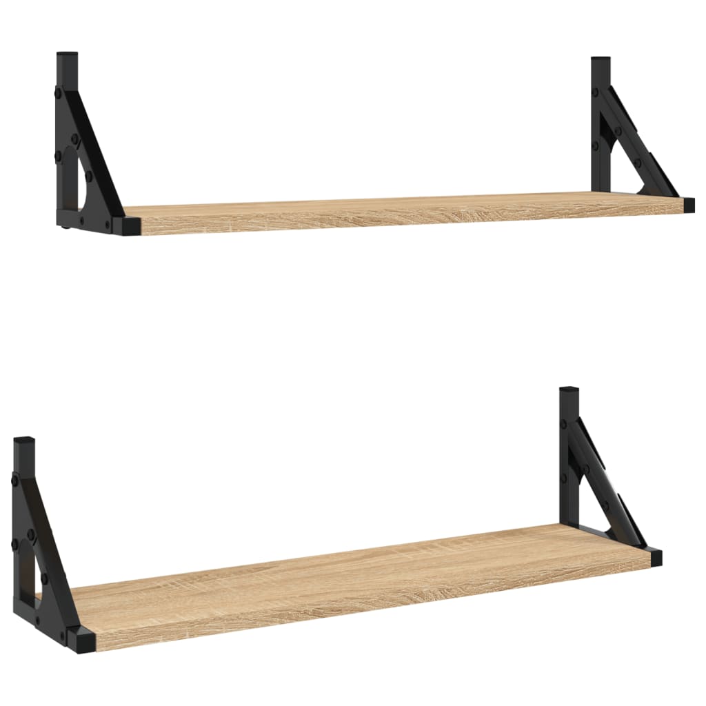 Vägghyllor 2 st sonoma-ek 60x15x15,5 cm