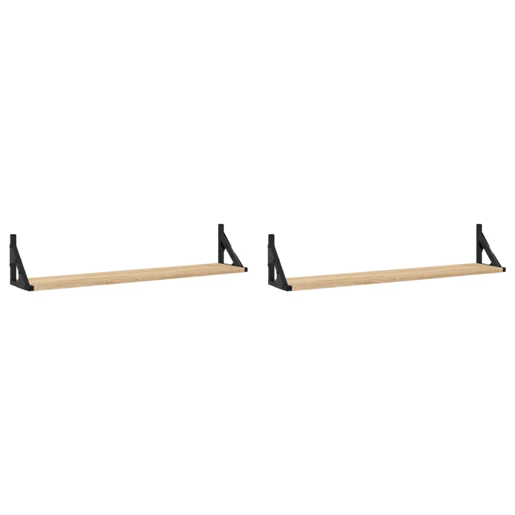 Vägghyllor 2 st Sonoma Ek 80x15x15,5 cm parkett