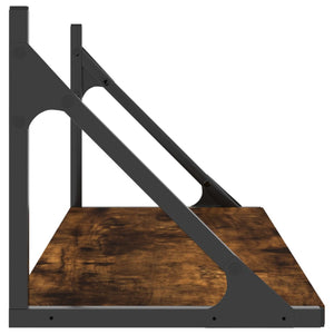 Vägghyllor 2 st rökfärgad ek 80x25x25,5 cm konstruerat trä