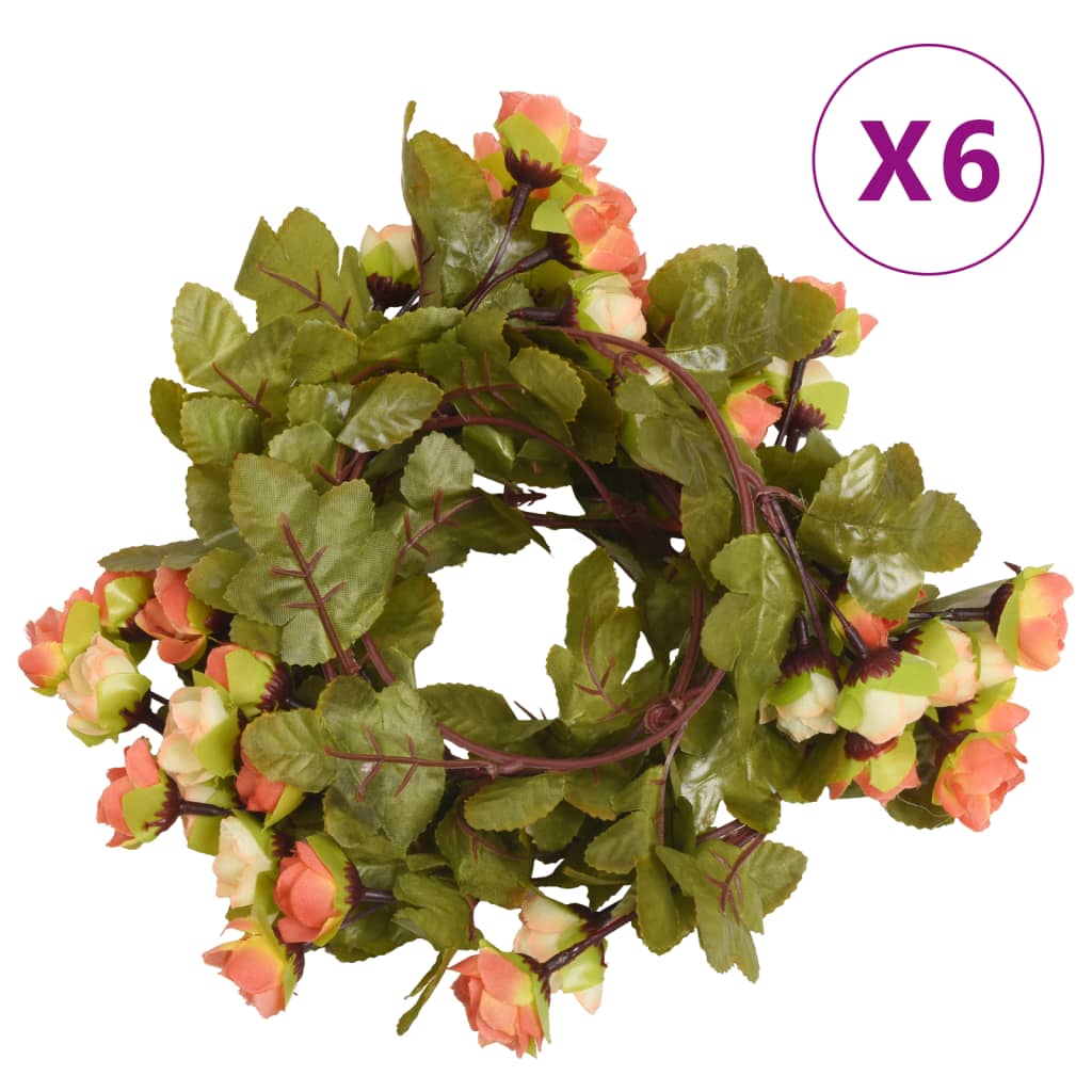Blomstergirlanger 6 st rosenröd 215 cm