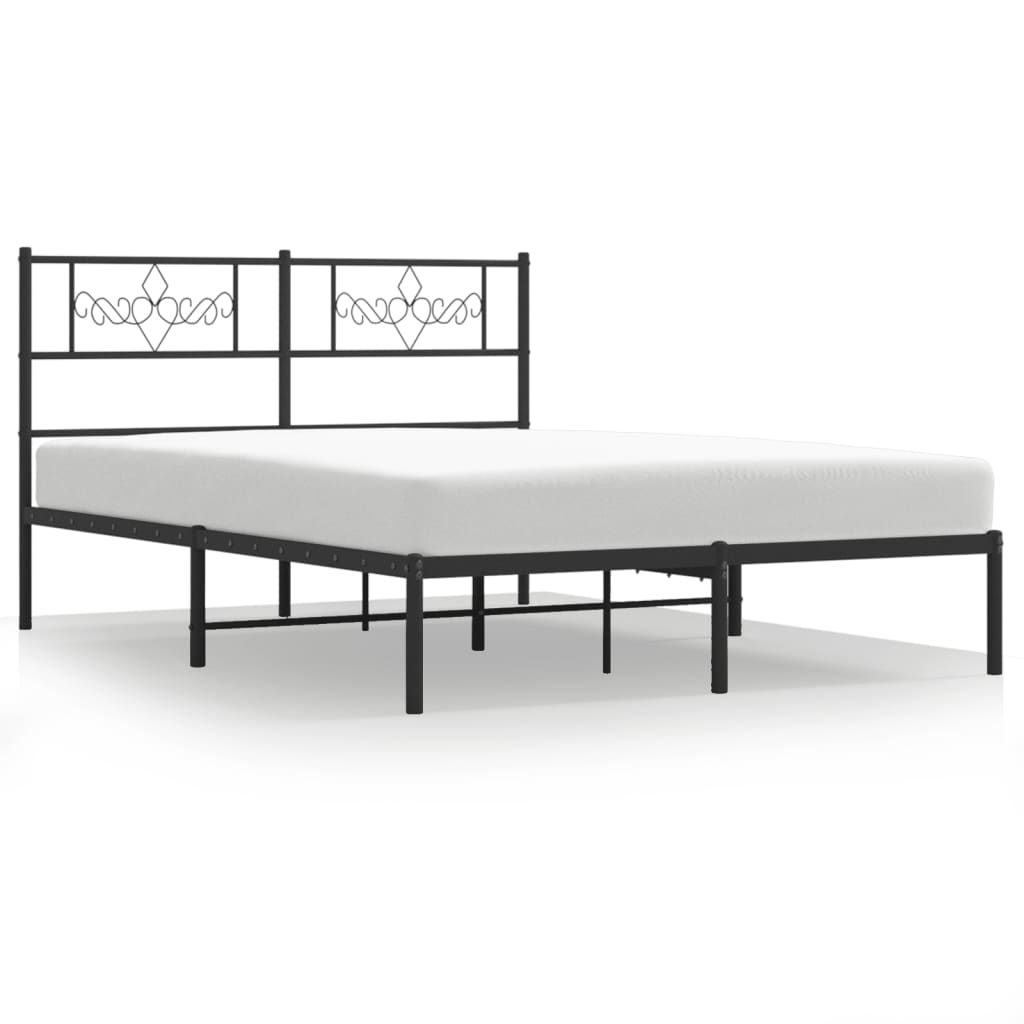 Sängram med huvudgavel metall svart 140x190 cm