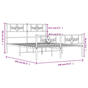 Sängram med huvudgavel och fotgavel svart metall 140x200 cm