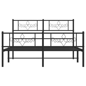 Sängram med huvudgavel och fotgavel svart metall 150x200 cm