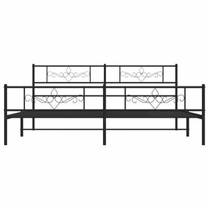 Sängram med huvudgavel och fotgavel svart metall 193x203 cm
