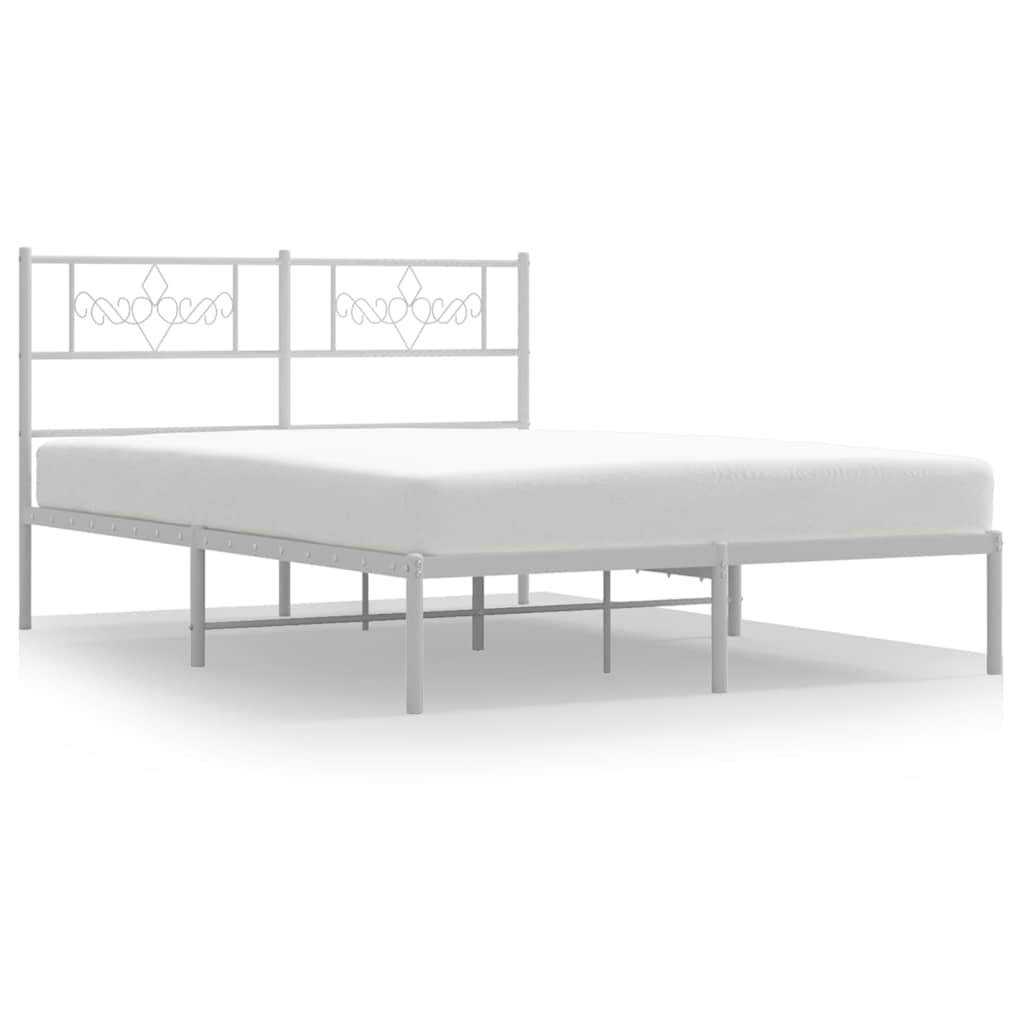 Sängram med huvudgavel metall vit 135x190 cm