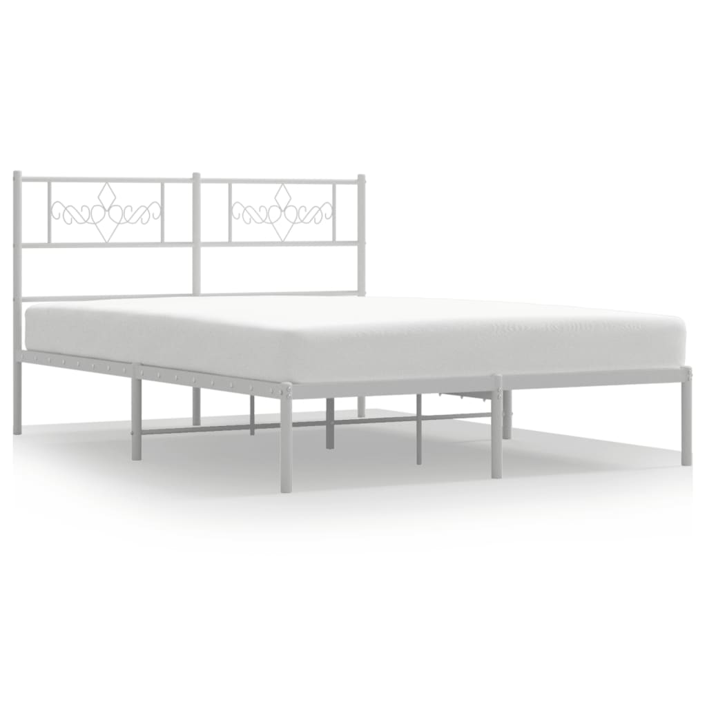 Sängram med huvudgavel metall vit 140x190 cm