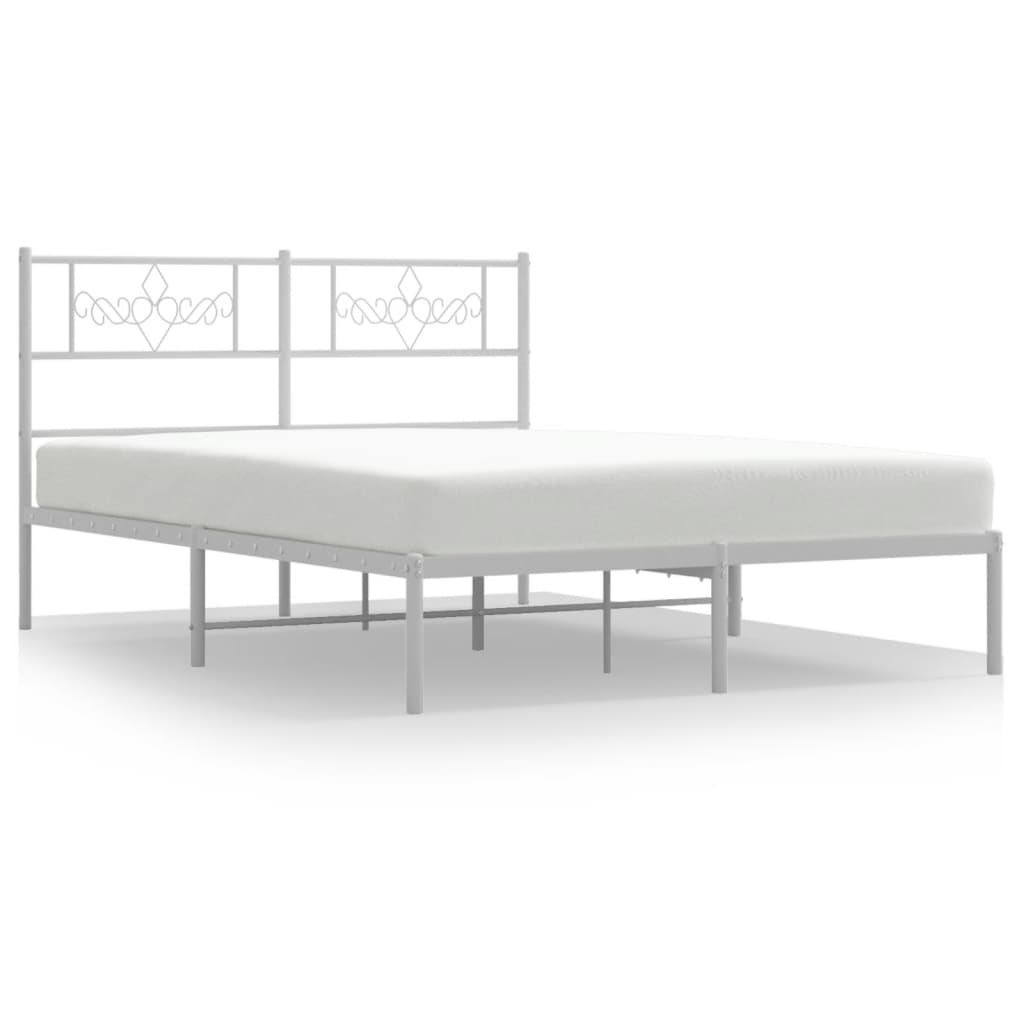 Sängram med huvudgavel metall vit 140x200 cm