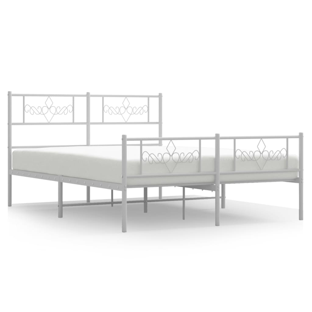Sängram med huvudgavel och fotgavel vit metall 120x190 cm