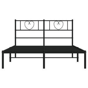 Sängram med huvudgavel metall svart 160x200 cm