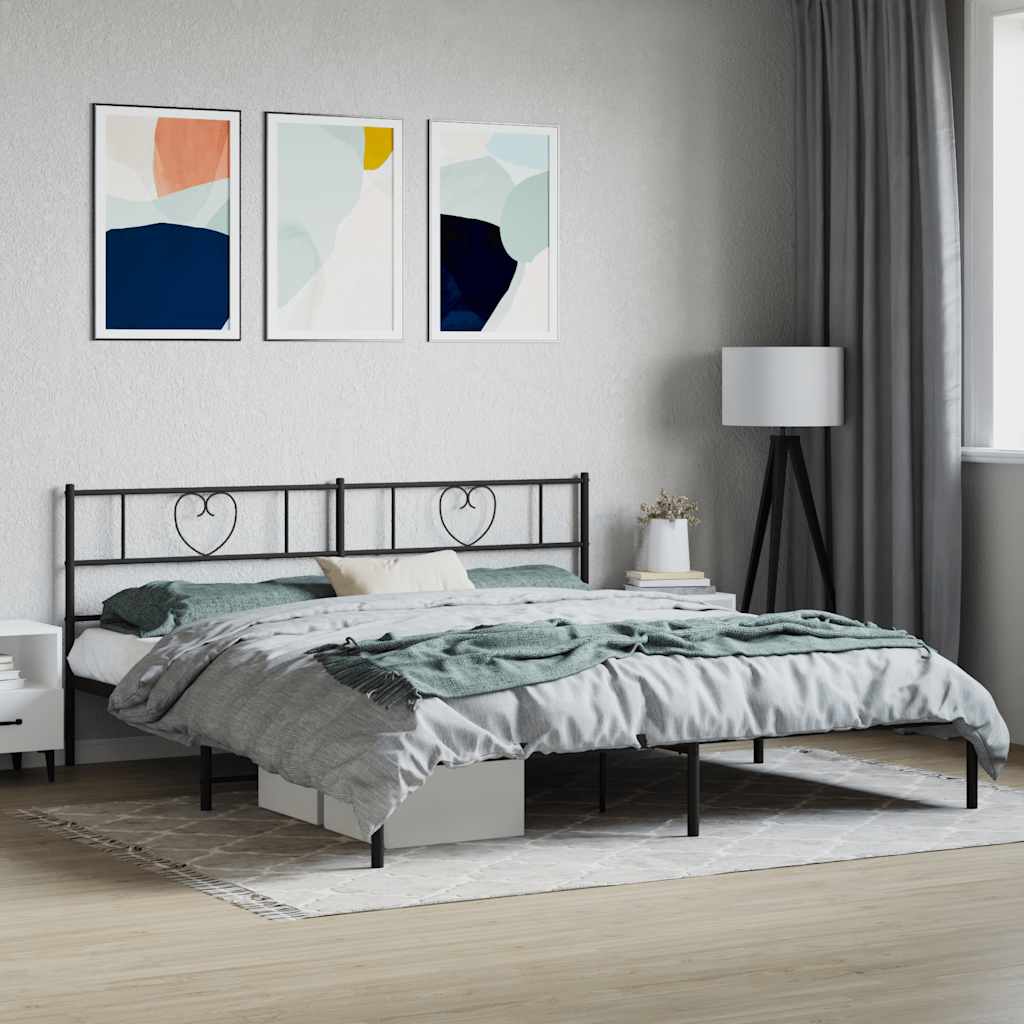 Sängram med huvudgavel metall svart 180x200 cm